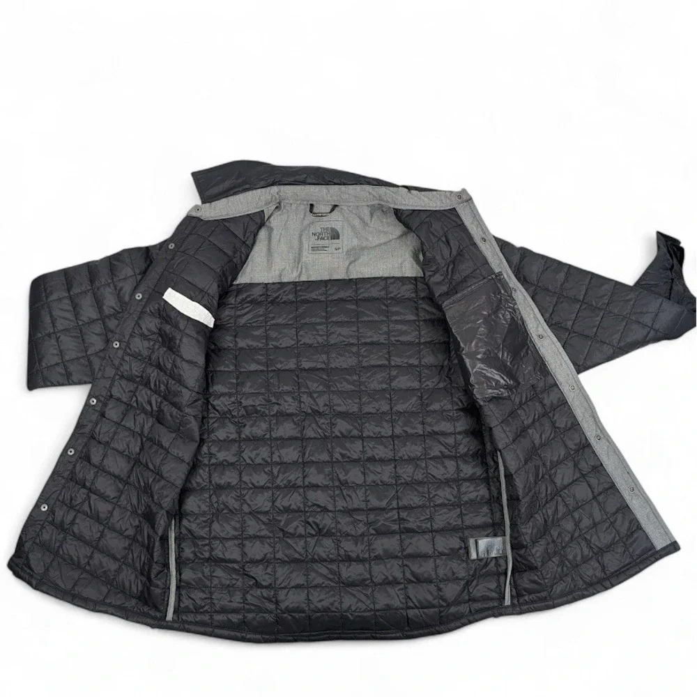 The North Face Thermoball Shirt Jacket Mens Black Logo Quilted Puffer Gorpcore‎